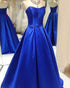 Elegant Royal Blue Prom Dresses 2018 New Arrival Strapless Long Prom Gowns for Party